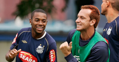 Robinho e Zé Love no Santos (Ricardo Saibun / Santos FC)