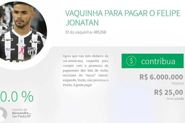 Vaquinha realizada por torcedores do Santos