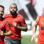 Everton Ribeiro, Gabigol e Filipe Luis (Alexandre Vidal / Flamengo)