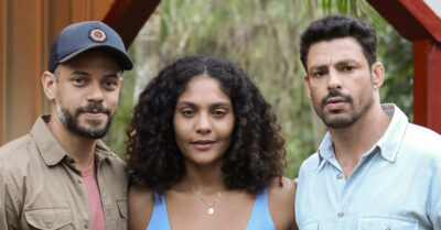 Paulo Lessa, Barbara Reis e Cauã Reymond em Terra e Paixão (Reprodução / Globo)