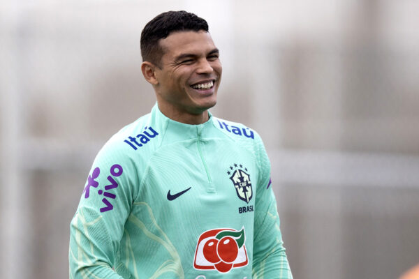 Thiago Silva em treino da Seleção em novembro de 2022